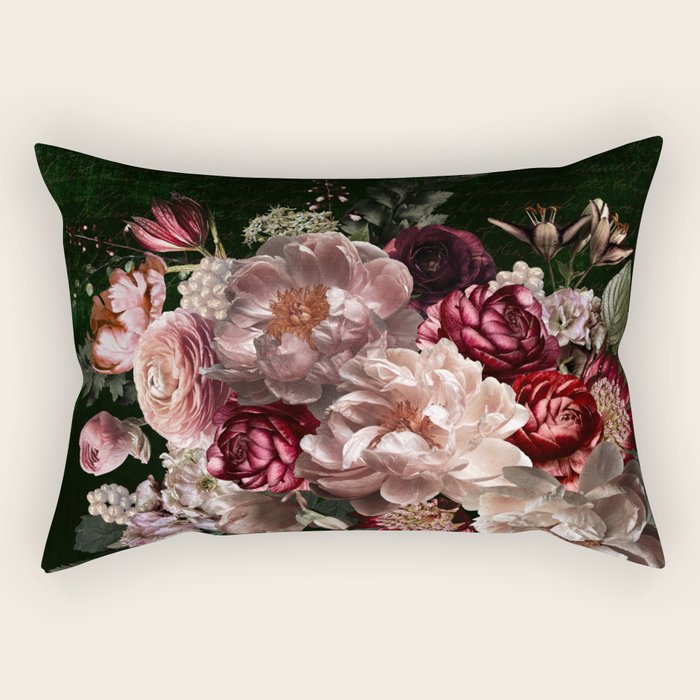 Deepest Night Flower Bouquet  Rectangular Pillow Gallery Image 2