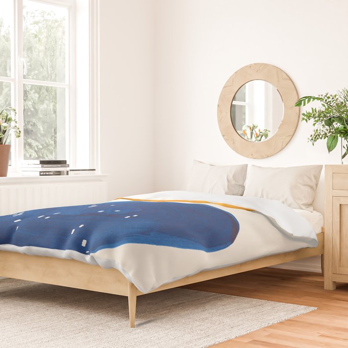 Minimalist Mid century Painting Colorful Yellow Blue Shapes Patterns Duvet Cover Gallery Image 2