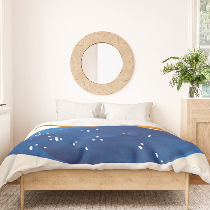 Minimalist Mid century Painting Colorful Yellow Blue Shapes Patterns Duvet Cover Gallery Image 3