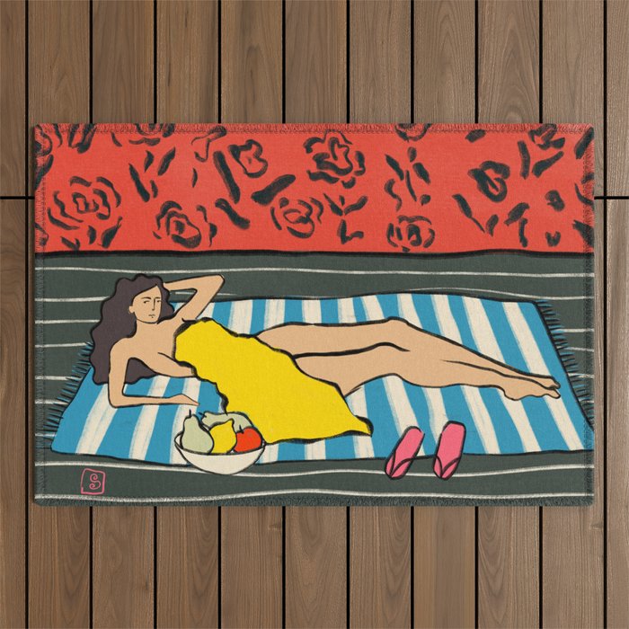 RESTING WOMAN Outdoor Rug Gallery Image 1