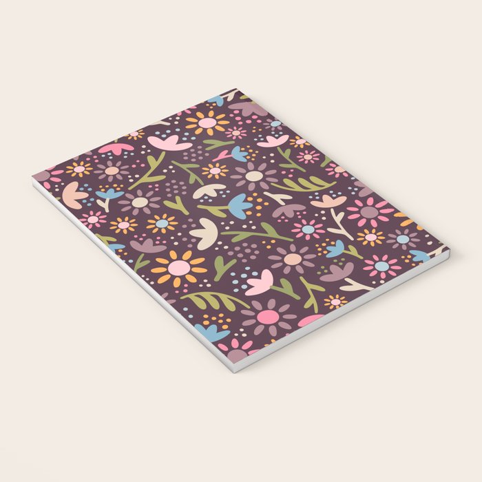 Ditsy Daisy Floral on Burgundy Notebook Gallery Image 3