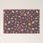 Ditsy Daisy Floral on Burgundy Welcome Mat Gallery Image 1