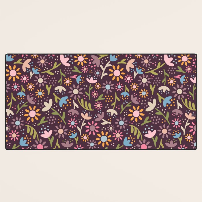 Ditsy Daisy Floral on Burgundy Desk Mat Gallery Image 3