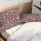 Ditsy Daisy Floral on Burgundy Pillow Sham Gallery Image 2