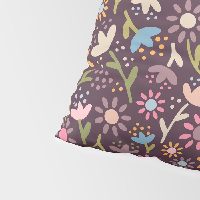 Ditsy Daisy Floral on Burgundy Pillow Sham Gallery Image 4