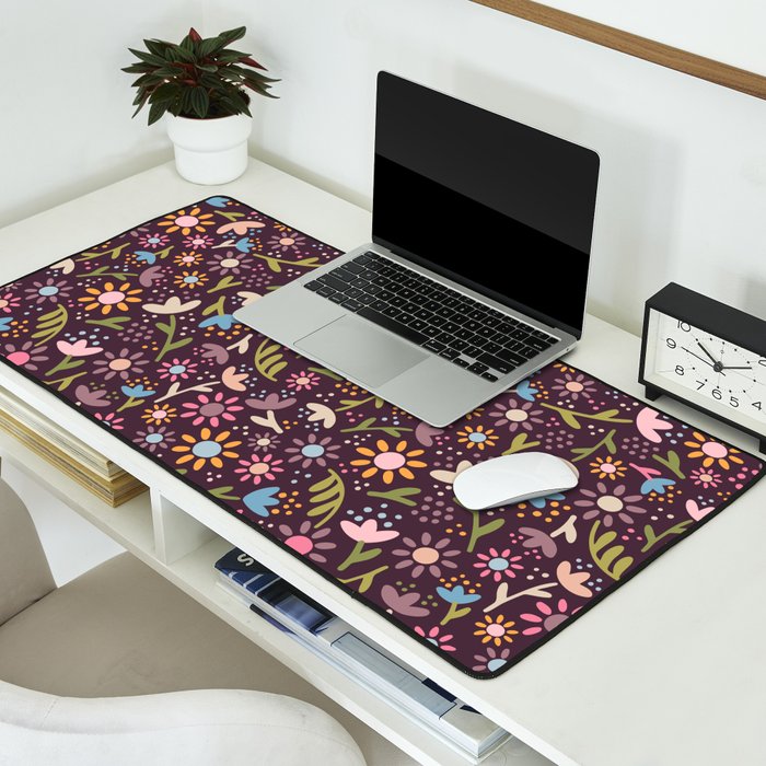 Ditsy Daisy Floral on Burgundy Desk Mat Gallery Image 2