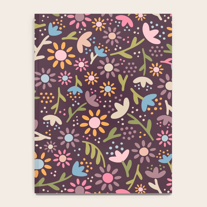 Ditsy Daisy Floral on Burgundy Notebook Gallery Image 4