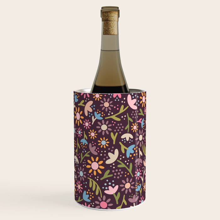 Ditsy Daisy Floral on Burgundy Wine Chiller Gallery Image 3