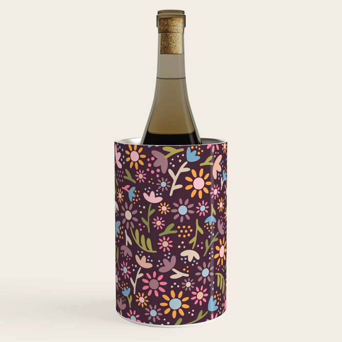 Ditsy Daisy Floral on Burgundy Wine Chiller Gallery Image 1