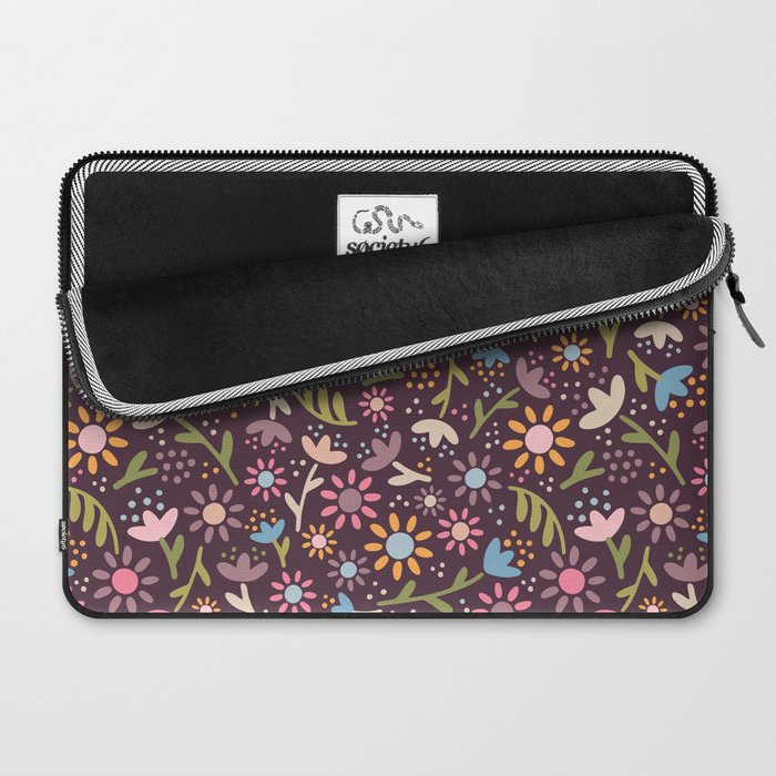 Ditsy Daisy Floral on Burgundy Laptop Sleeve Gallery Image 2