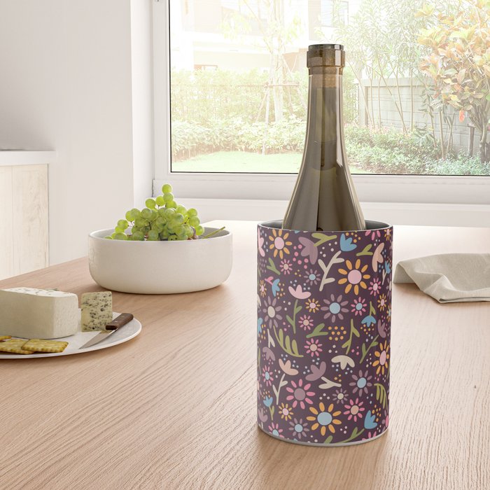 Ditsy Daisy Floral on Burgundy Wine Chiller Gallery Image 4