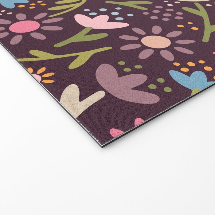 Ditsy Daisy Floral on Burgundy Welcome Mat Gallery Image 2