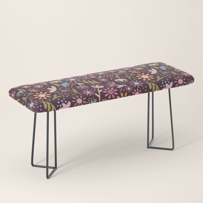 Ditsy Daisy Floral on Burgundy Bench Gallery Image 1