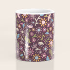 Ditsy Daisy Floral on Burgundy Coffee Mug Gallery Image 4