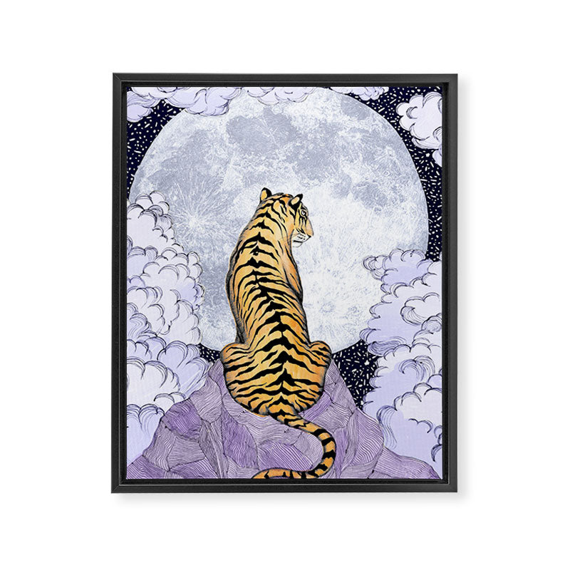 Tiger Moon | Colour Version Framed Canvas Print Gallery Image 3