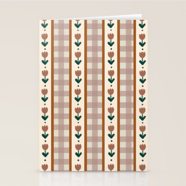 Vintage Tulip Striped Pattern Stationery Card Gallery Image 1