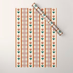 Vintage Tulip Striped Pattern Wrapping Paper Gallery Image 1