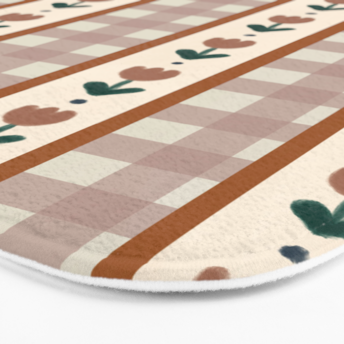Vintage Tulip Striped Pattern Bath Mat Gallery Image 3