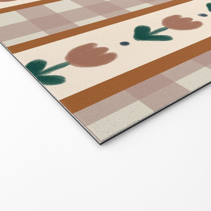Vintage Tulip Striped Pattern Welcome Mat Gallery Image 2