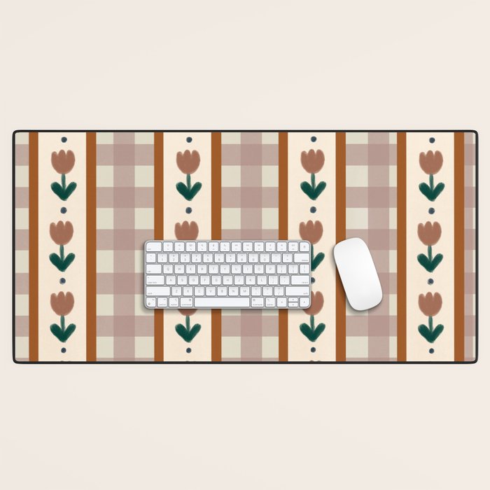 Vintage Tulip Striped Pattern Desk Mat Gallery Image 1