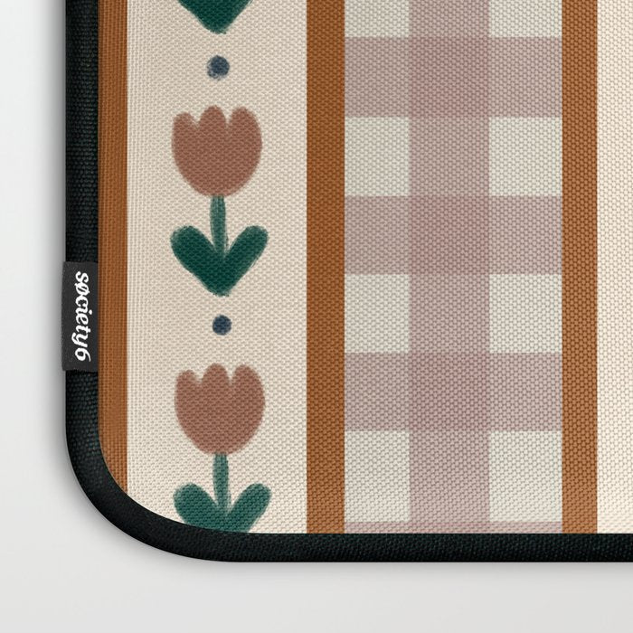 Vintage Tulip Striped Pattern Laptop Sleeve Gallery Image 3