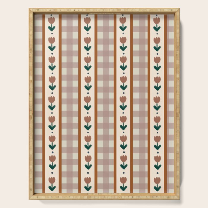 Vintage Tulip Striped Pattern Serving Tray Gallery Image 1