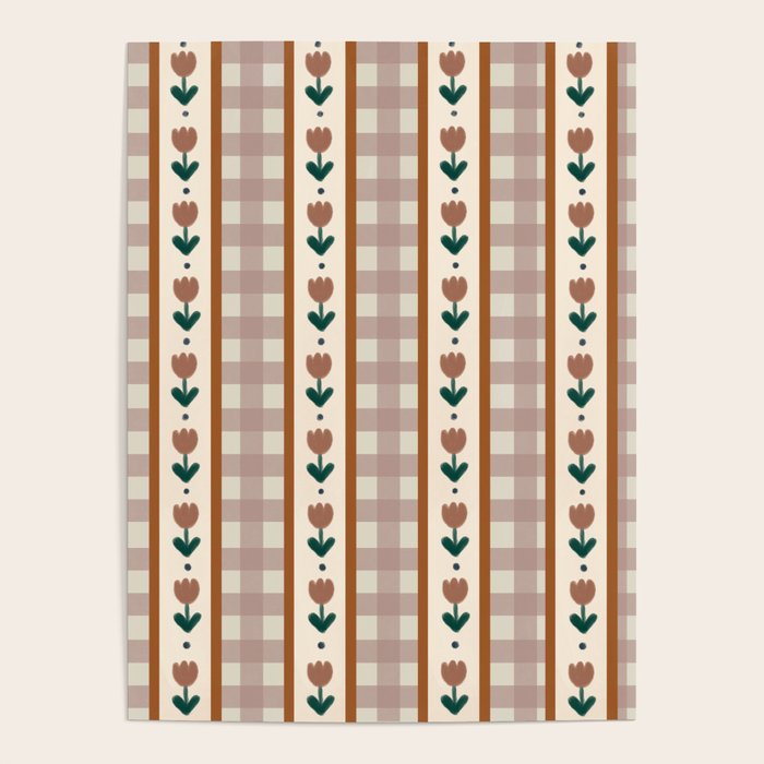 Vintage Tulip Striped Pattern Poster Gallery Image 4