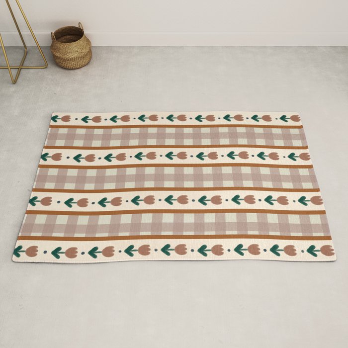 Vintage Tulip Striped Pattern Rug Gallery Image 2