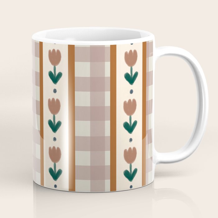 Vintage Tulip Striped Pattern Coffee Mug Gallery Image 1