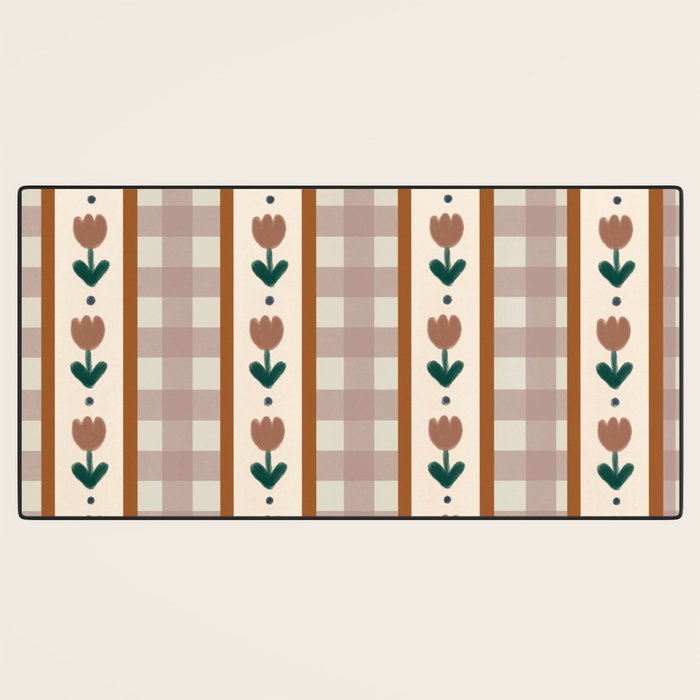 Vintage Tulip Striped Pattern Desk Mat Gallery Image 3
