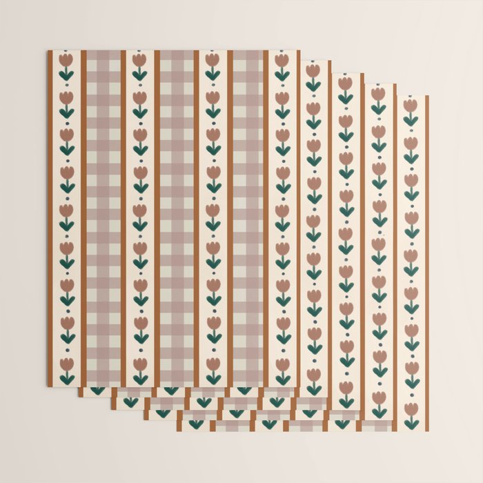Vintage Tulip Striped Pattern Wrapping Paper Gallery Image 3