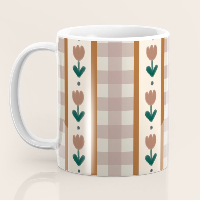 Vintage Tulip Striped Pattern Coffee Mug Gallery Image 3