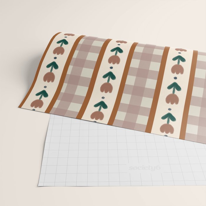 Vintage Tulip Striped Pattern Wrapping Paper Gallery Image 2