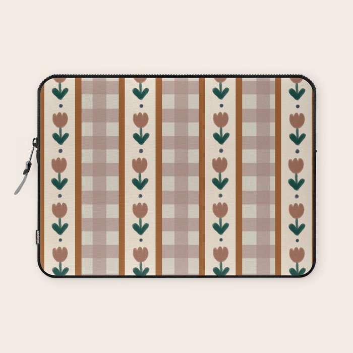 Vintage Tulip Striped Pattern Laptop Sleeve Gallery Image 1