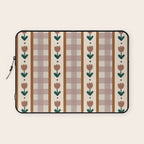 Vintage Tulip Striped Pattern Laptop Sleeve Gallery Image 1