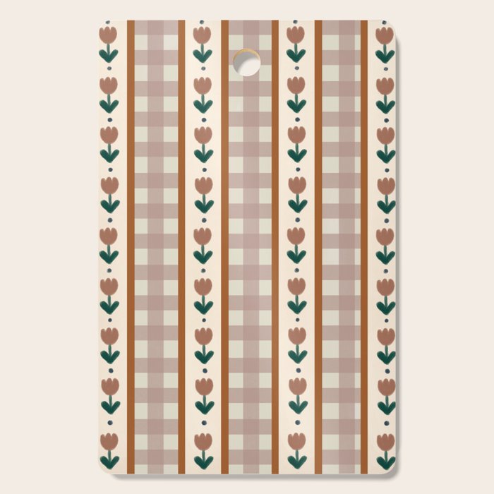 Vintage Tulip Striped Pattern Cutting Board Gallery Image 1