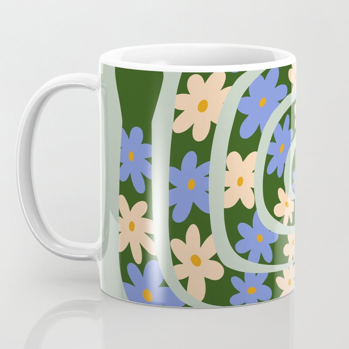 Flower Snake - Green, Blue and Off White Coffee Mug Gallery Image 3