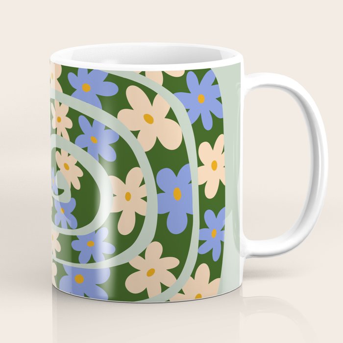 Flower Snake - Green, Blue and Off White Coffee Mug Gallery Image 1