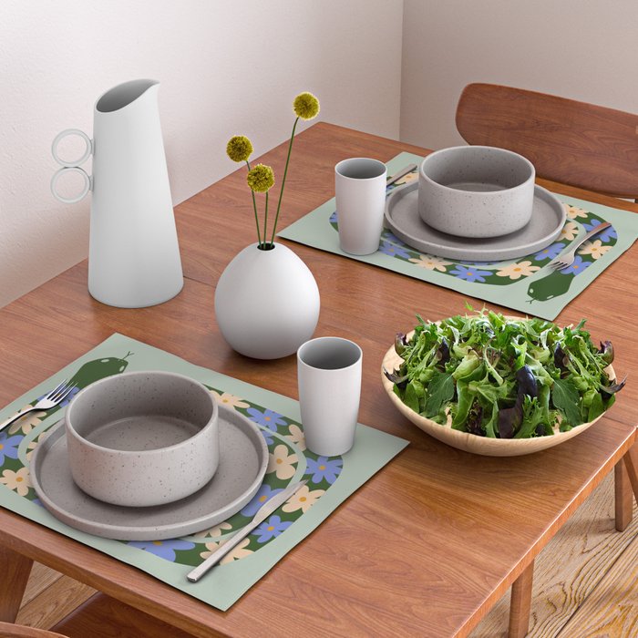 Flower Snake - Green, Blue and Off White Placemat Gallery Image 2