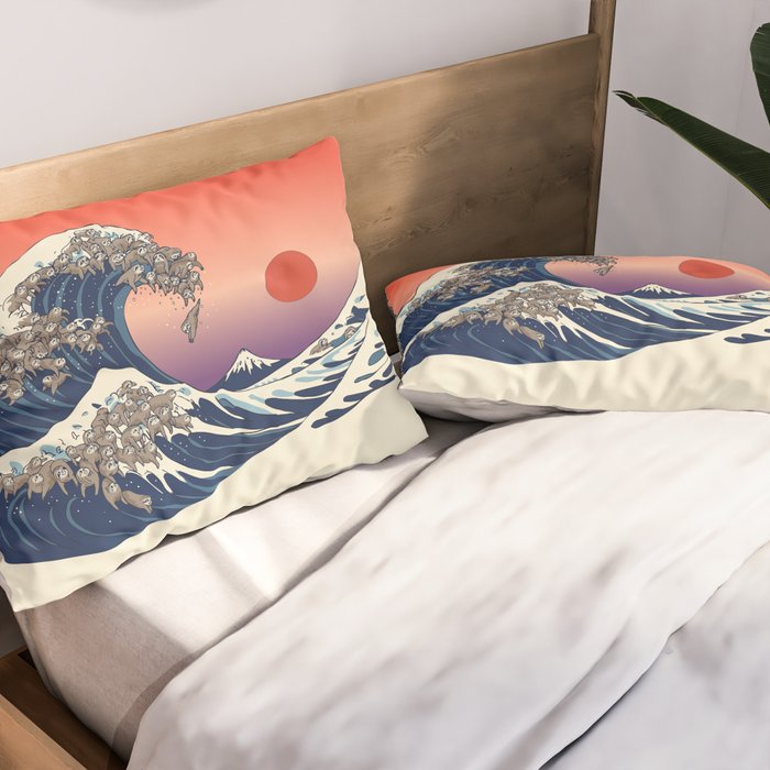 The Great Wave of Sloth Pillow Sham Gallery Image 2