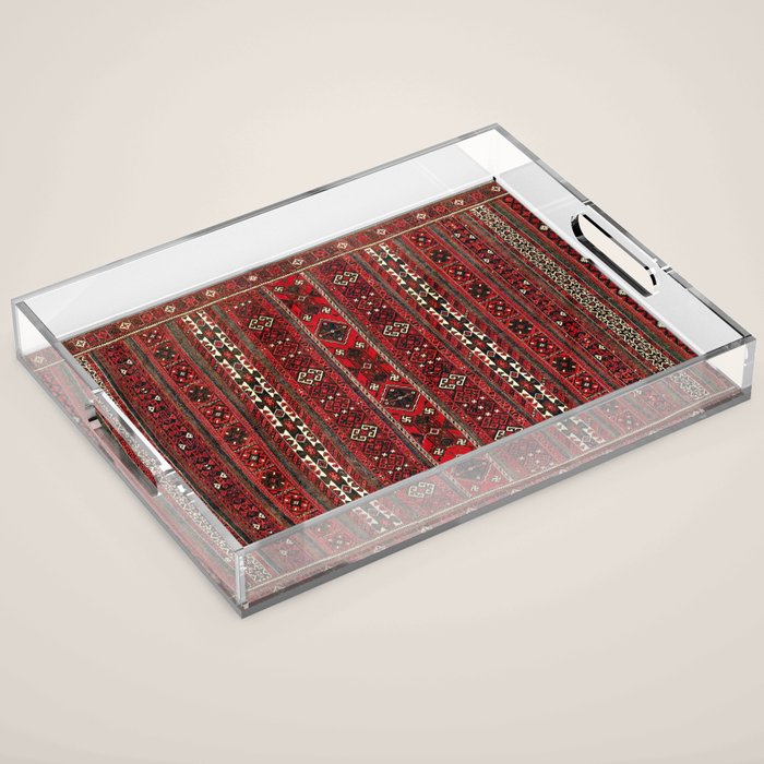Baluch Flatweave  Antique Afghanistan  Rug Print Acrylic Tray Gallery Image 1
