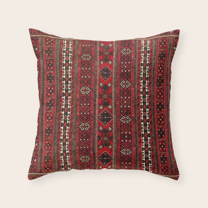 Baluch Flatweave  Antique Afghanistan  Rug Print Throw Pillow Gallery Image 6