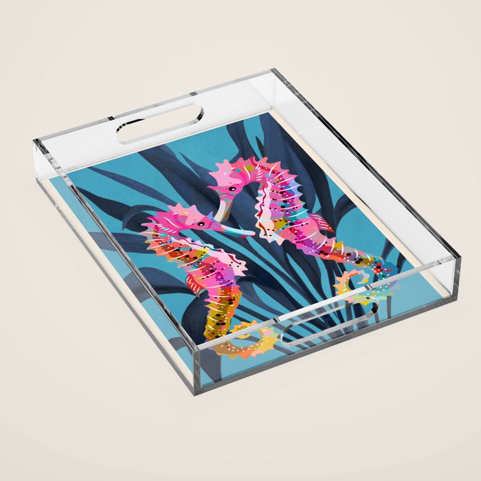 Colorful Seahorses Art 1 Acrylic Tray Gallery Image 1