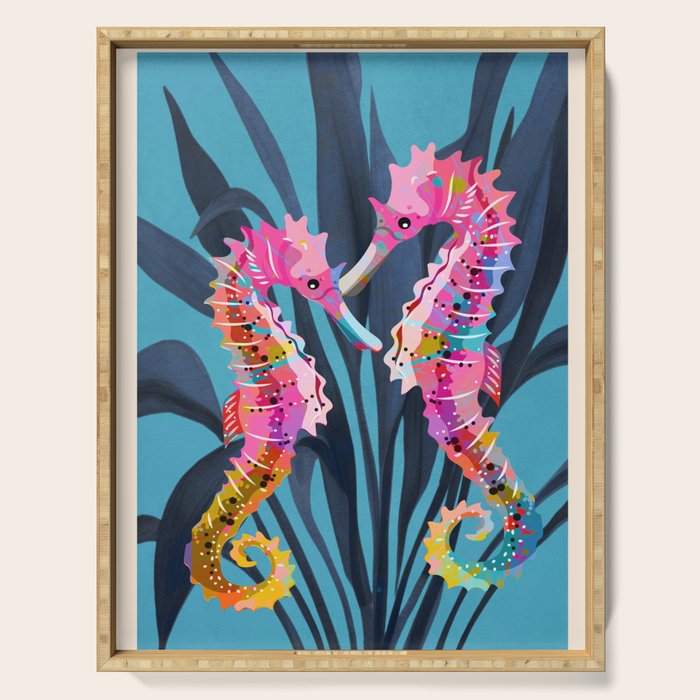 Colorful Seahorses Art 1 Serving Tray Gallery Image 1
