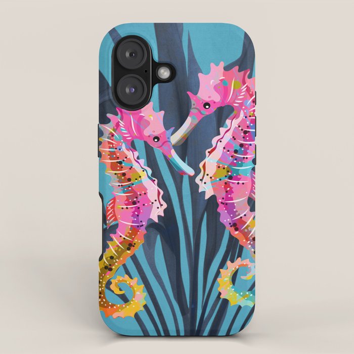 Colorful Seahorses Art 1 iPhone Case Gallery Image 1