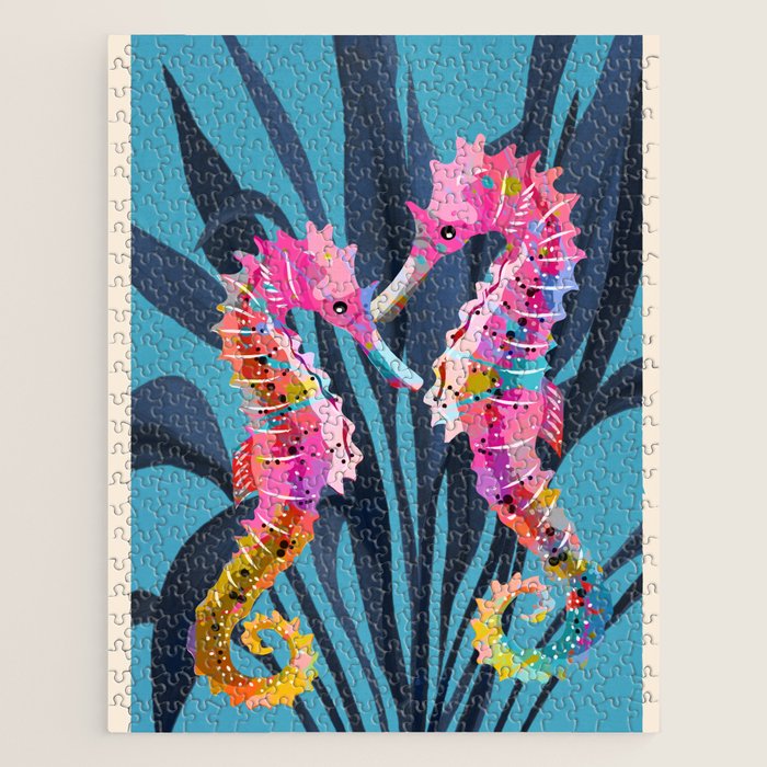 Colorful Seahorses Art 1 Jigsaw Puzzle Gallery Image 1
