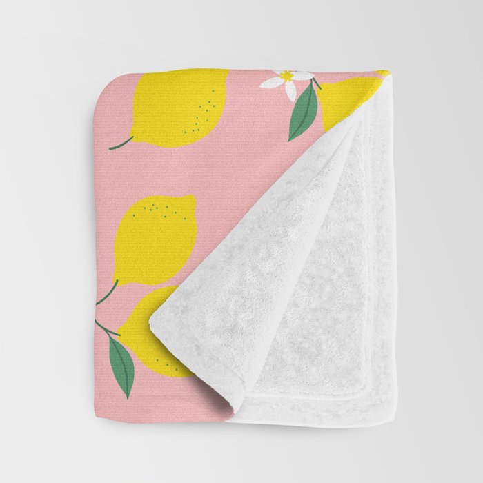 Vintage lemon fruit branch cartoon pattern Throw Blanket Gallery Image 3