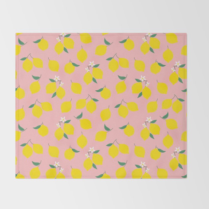 Vintage lemon fruit branch cartoon pattern Throw Blanket Gallery Image 2