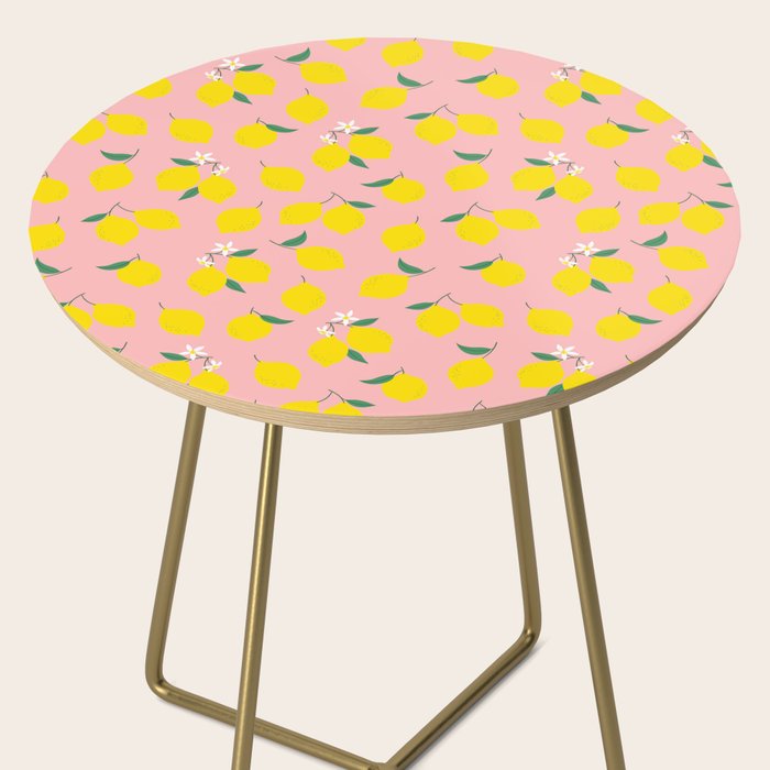 Vintage lemon fruit branch cartoon pattern Side Table Gallery Image 2