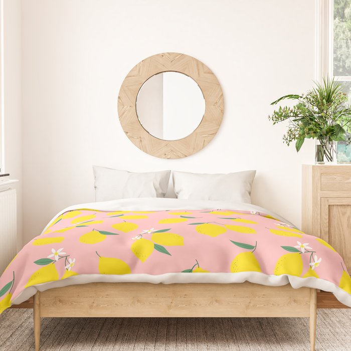 Vintage lemon fruit branch cartoon pattern Duvet Cover Gallery Image 3
